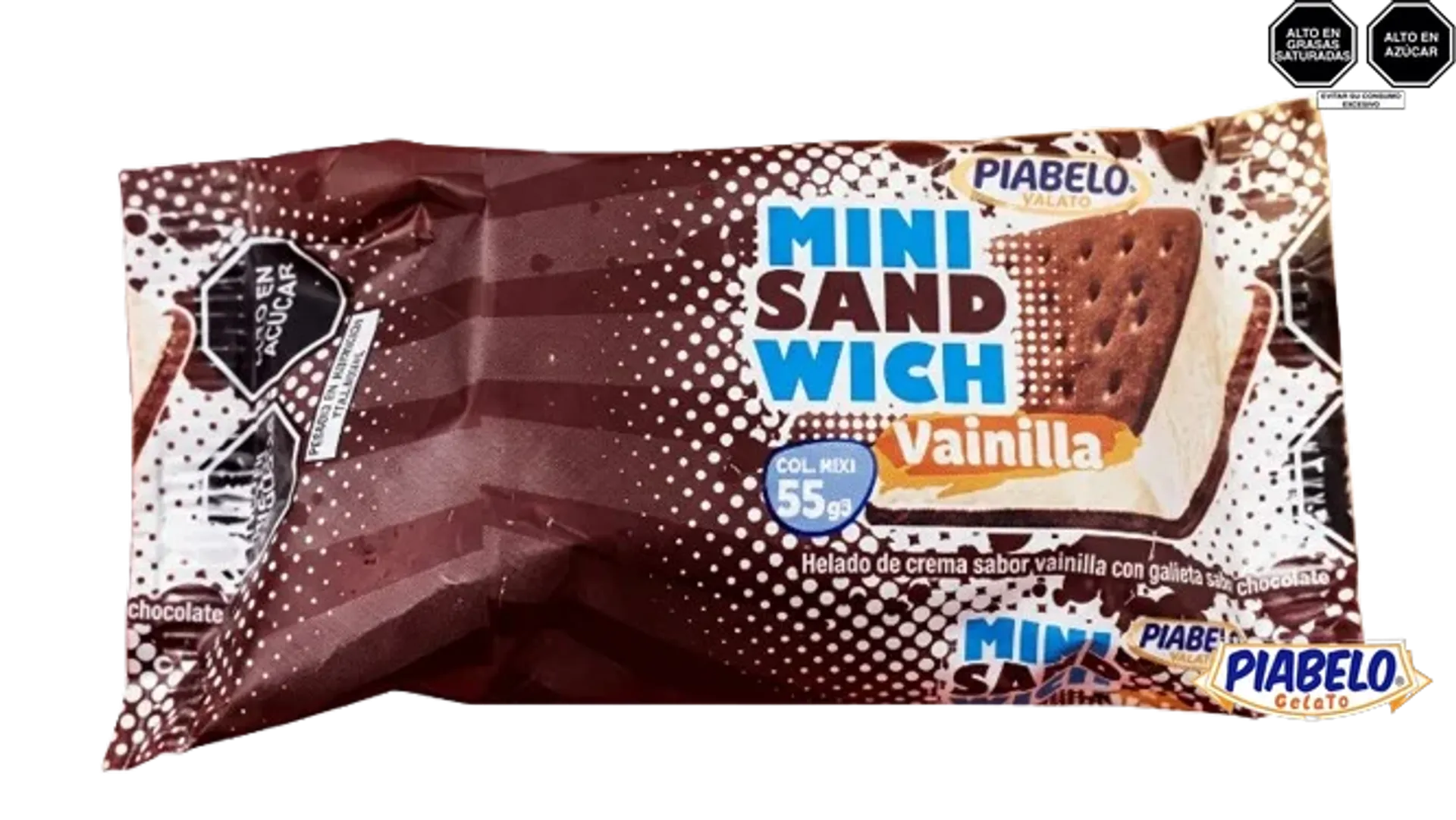 Helado de crema sabor vainilla con galleta sabor a chocolate