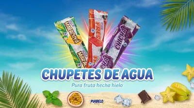 Chupetes de hielo y agua Piabelo - Refrescantes y frutales